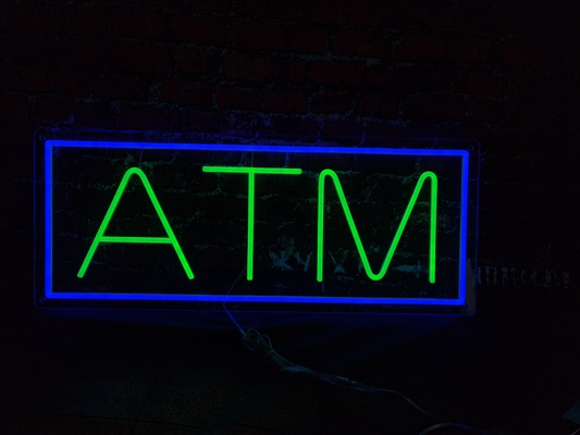 Bankowy bankomat Niestandardowy LED Neon Sign Dekoracja wnętrz Akrylowy DC12V